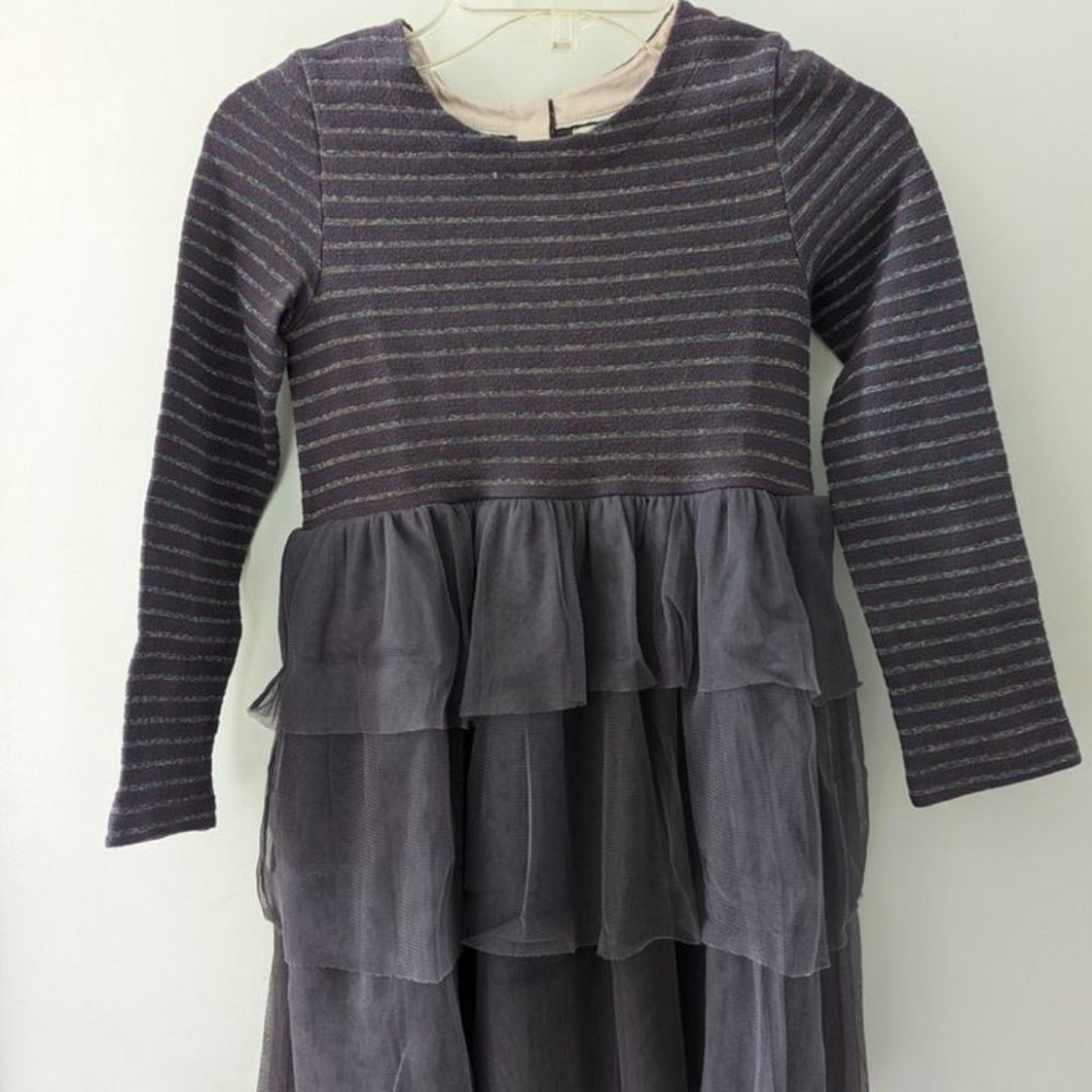 Mini Boden Dress purple long sleeve sparkle with tulle